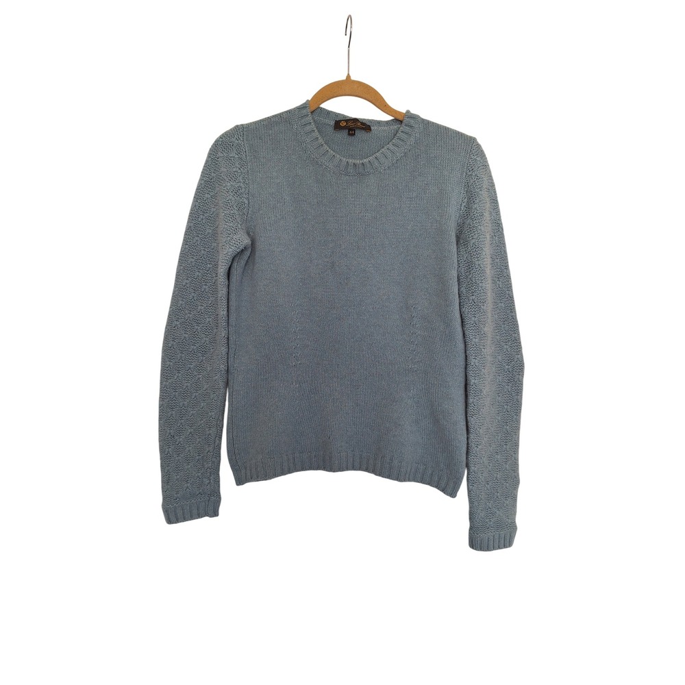 Loro Piana Light Blue 100% Cashmere‎ Crewneck Sweater IT 44 Made in Italy